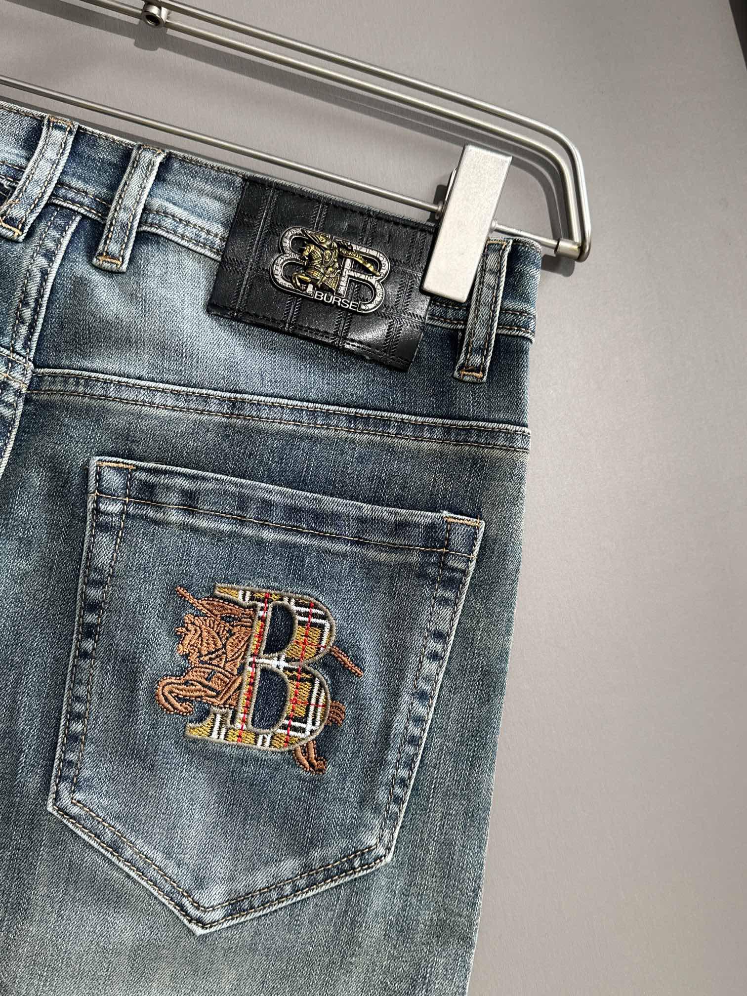 Джинсы Burberry Backside Black Stripe Silver Print Burse BT "Blue" фото № 6