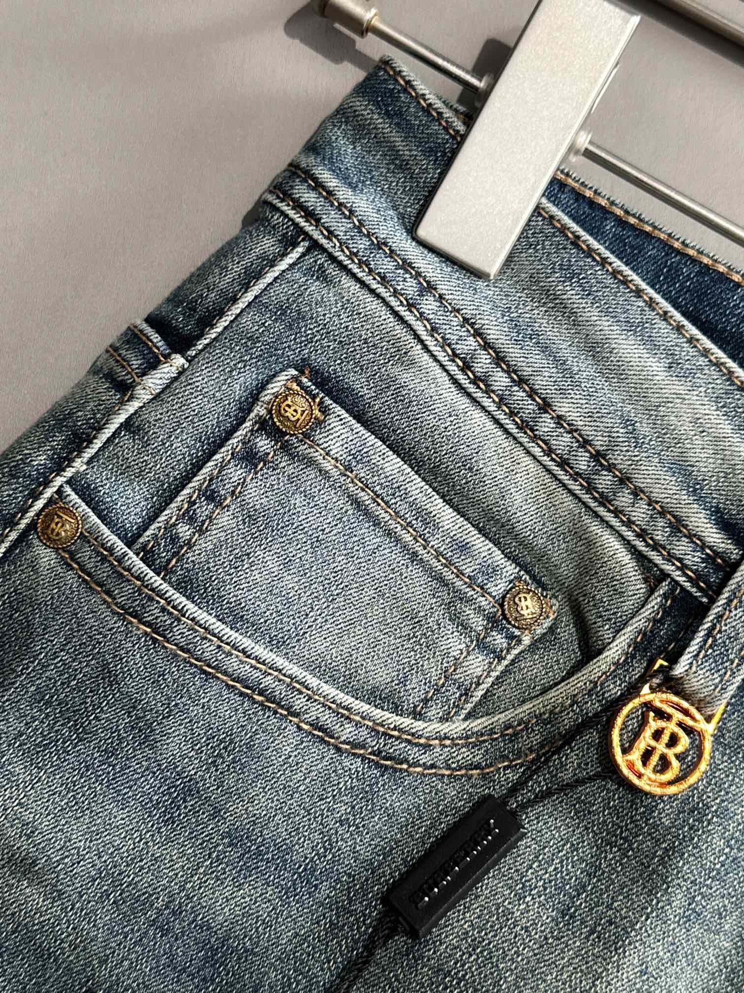 Джинсы Burberry Backside Black Stripe Silver Print Burse BT "Blue" фото № 5