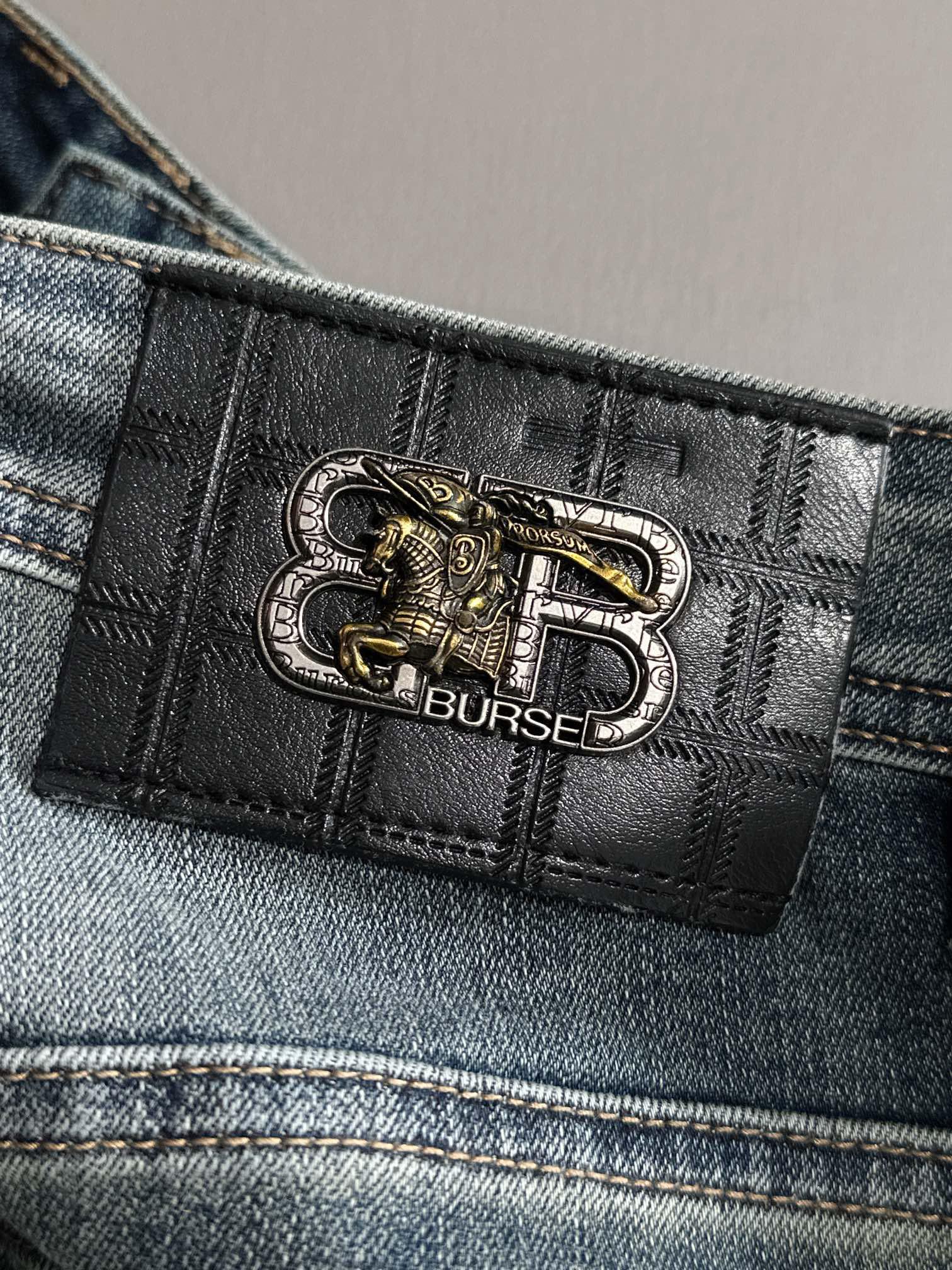 Джинсы Burberry Backside Black Stripe Silver Print Burse BT "Blue" фото № 4