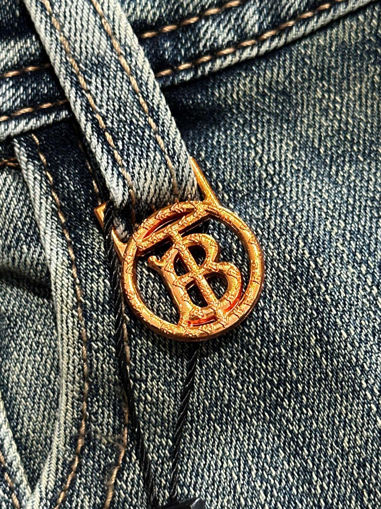 Джинсы Burberry Backside Black Stripe Silver Print Burse BT "Blue" фото № 3