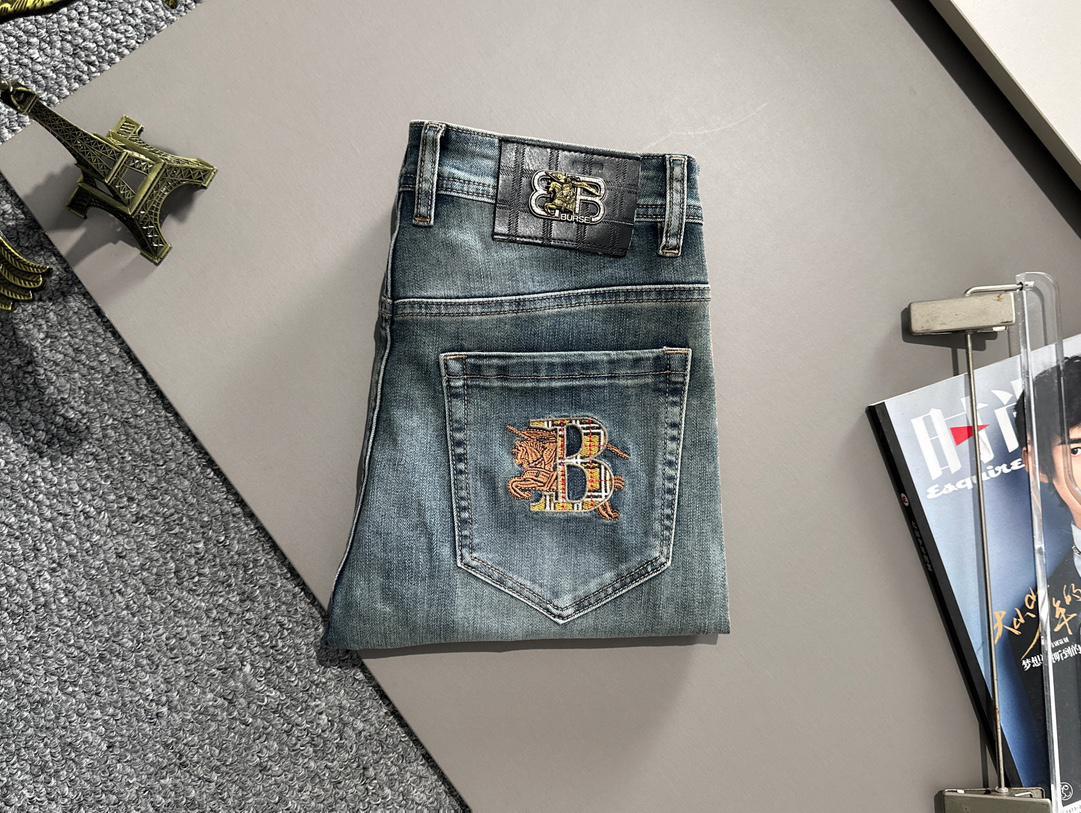 Джинсы Burberry Backside Black Stripe Silver Print Burse BT "Blue" фото № 2