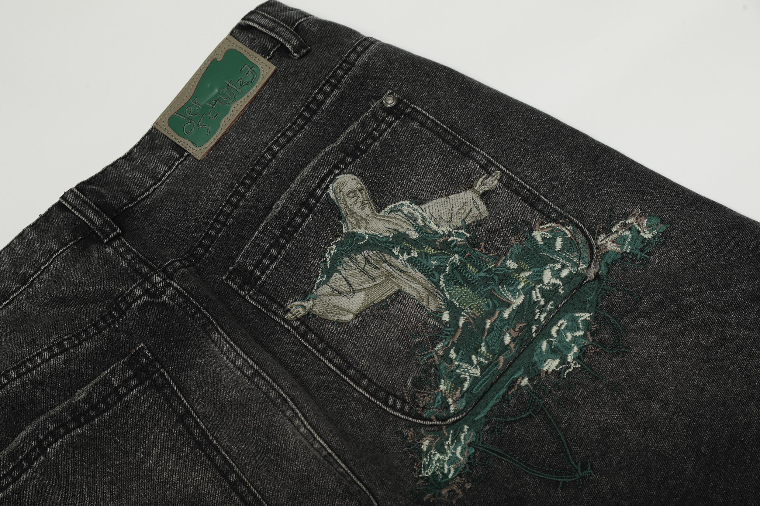 Джинсы Derschutze Biker "Washed Black/Green" фото № 3