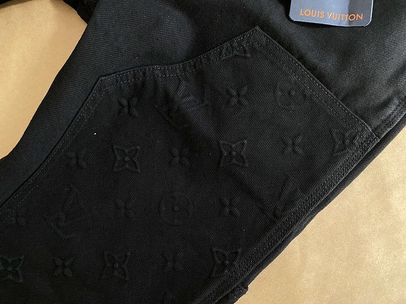Джинсы Louis Vuitton Embroidery And Zipper Decoration "Black" фото № 4