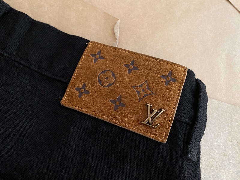 Джинсы Louis Vuitton Embroidery And Zipper Decoration "Black" фото № 6