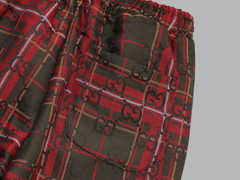 Штаны Gucci Tartan - Bright Style "Red/Brown" фото № 9