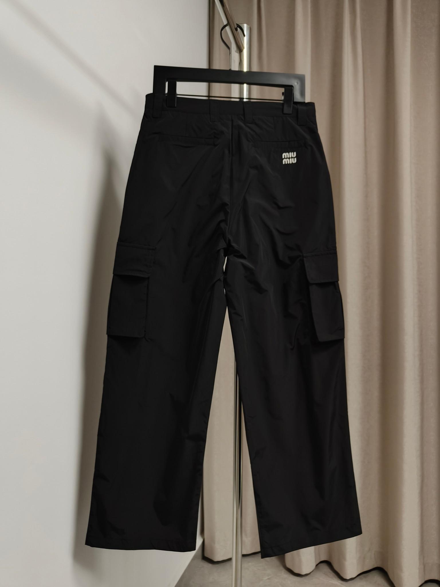 Штаны Miu Miu Backside White Logotype Logo Miu Miu "Black" фото № 4