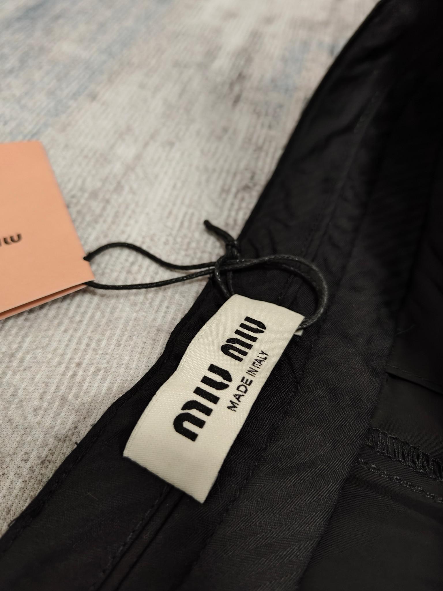 Штаны Miu Miu Backside White Logotype Logo Miu Miu "Black" фото № 2