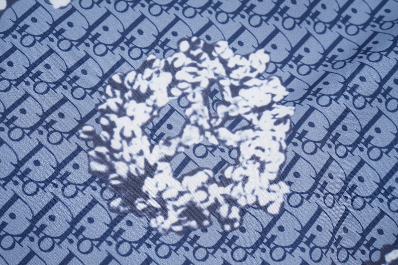 Рубашка Dior Repeating Logo Inscription And Circles "Blue" фото № 4