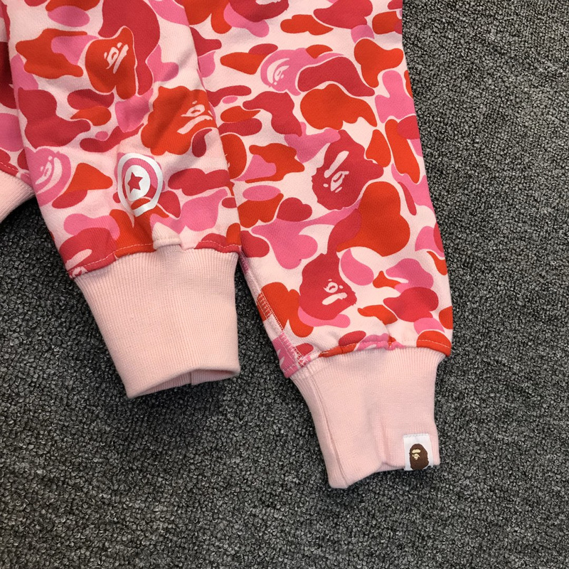 Худи A Bathing Ape Hood With A Pattern ZIP "Pink/White" фото № 9