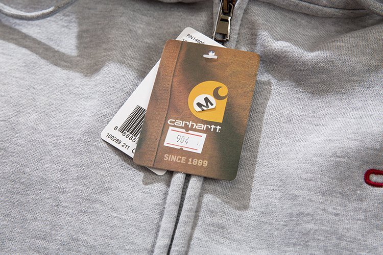 Худи Carhartt With Text Logo ZIP "Gray" фото № 4