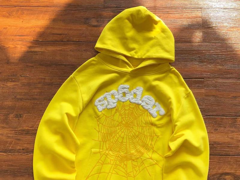 Худи Sp5der Wide Front Pocket And Spider Web "Yellow" фото № 9