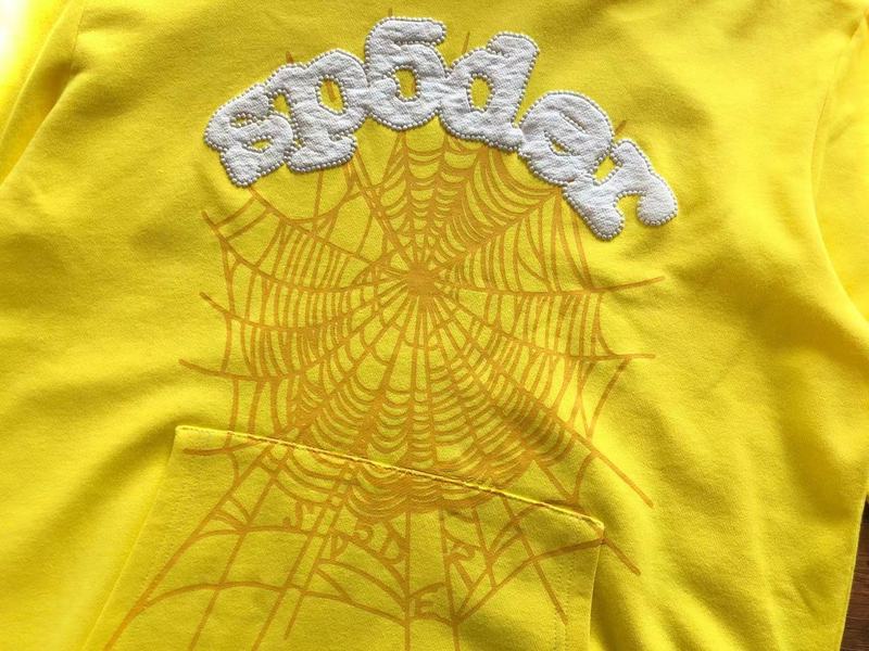 Худи Sp5der Wide Front Pocket And Spider Web "Yellow" фото № 4