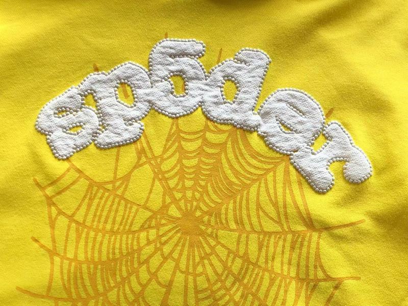 Худи Sp5der Wide Front Pocket And Spider Web "Yellow" фото № 5