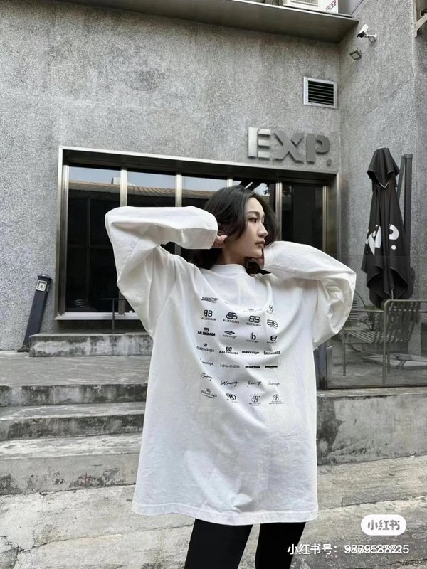 Лонгслив Balenciaga Different Logo Types "White" фото № 5