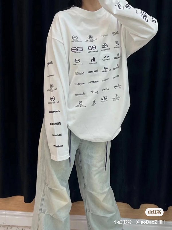 Лонгслив Balenciaga Different Logo Types "White" фото № 6