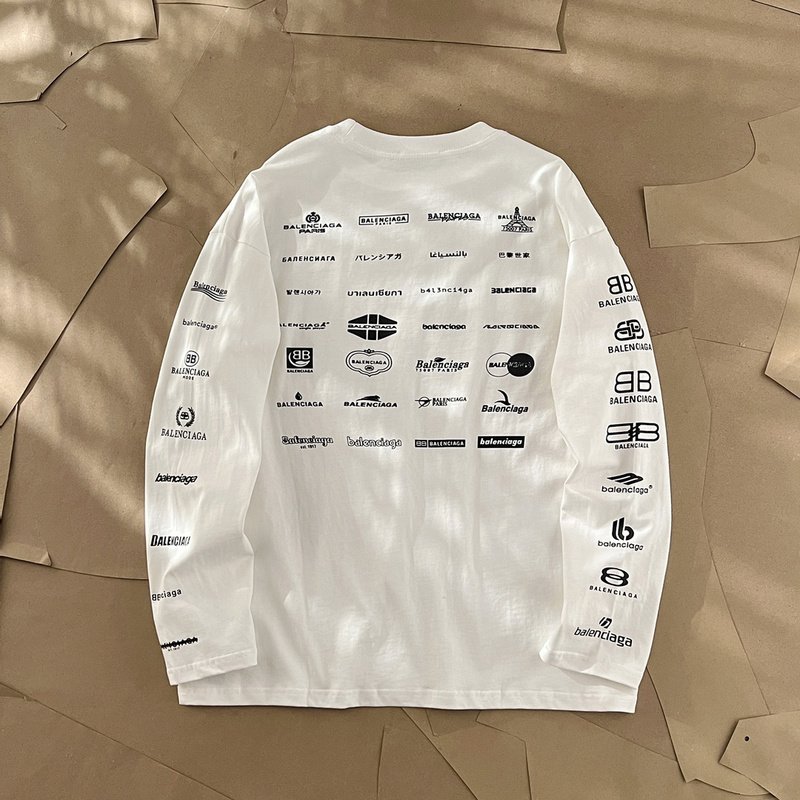 Лонгслив Balenciaga Different Logo Types "White" фото № 2
