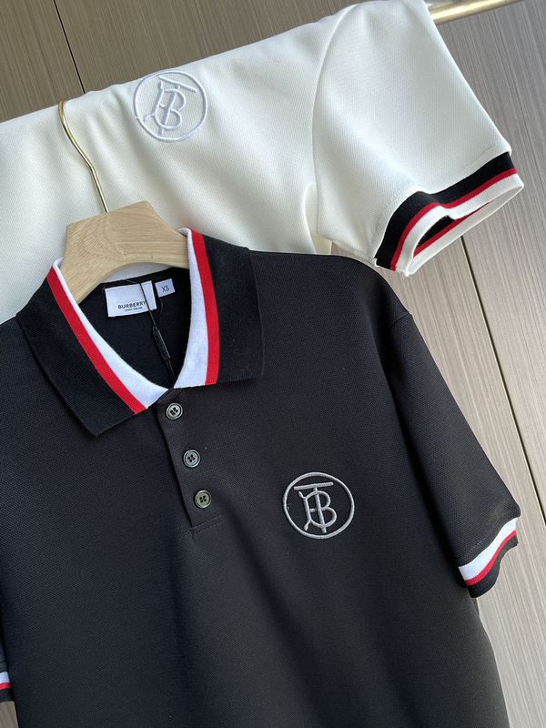Поло Burberry Striped Sleeves "Black" фото № 3