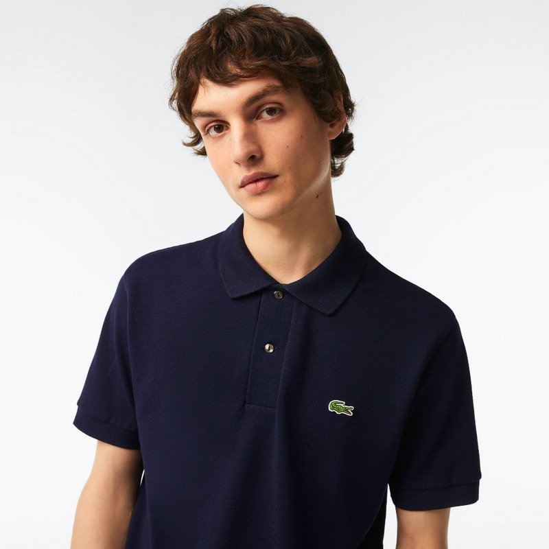 Поло Lacoste Cotton With Crocodile Logo "Blue/Black" фото № 4