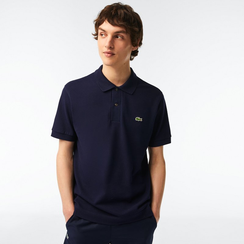 Поло Lacoste Cotton With Crocodile Logo "Blue/Black" фото № 5