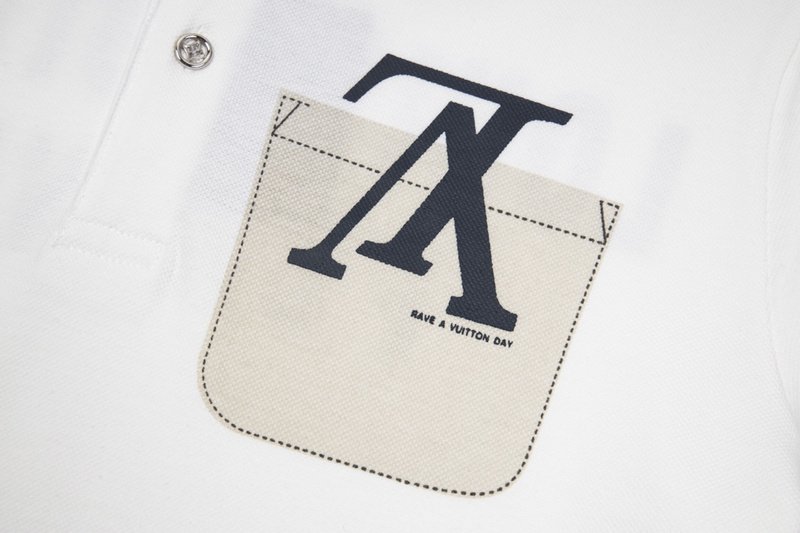 Поло Louis Vuitton With An Inscription On The Pocket "White" фото № 5
