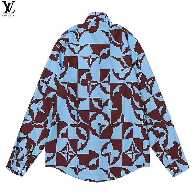 Рубашка Louis Vuitton Halves Of Brand Logos "Blue/Brown" фото № 3