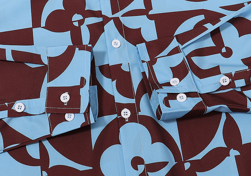 Рубашка Louis Vuitton Halves Of Brand Logos "Blue/Brown" фото № 6