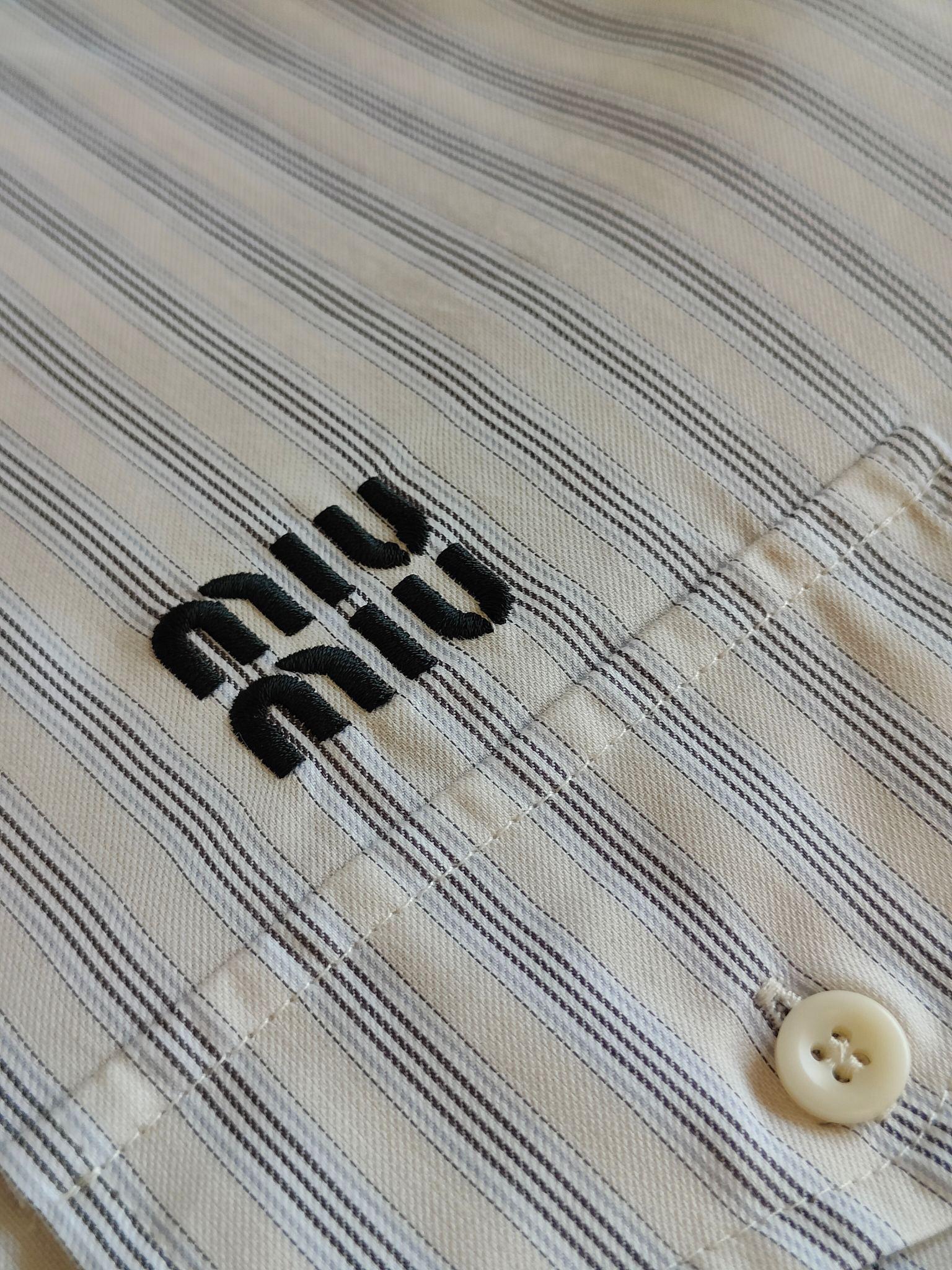 Рубашка Miu Miu Frontside Black Logotype Miu Miu "Beige" фото № 4