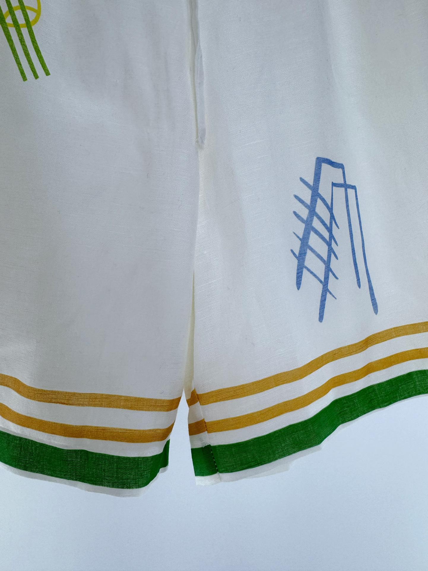 Шорты Casablanca Tennis Man And Woman With Rocket "White" фото № 3