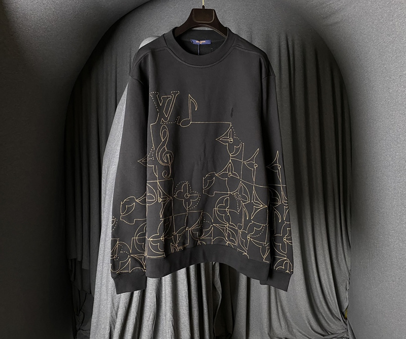 Свитшот Louis Vuitton Logo Embroidered With Threads "Black" фото № 5