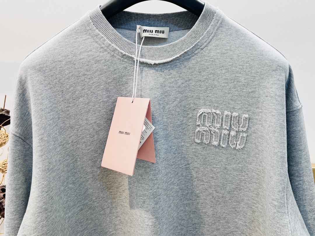 Свитшот Miu Miu Fur Frontside Logo Clear Miu Miu "Gray" фото № 3