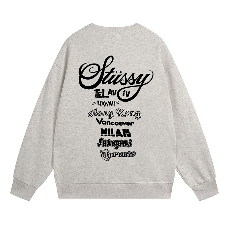 Свитшот Stussy Print List Of Cities "Light Gray" фото № 2