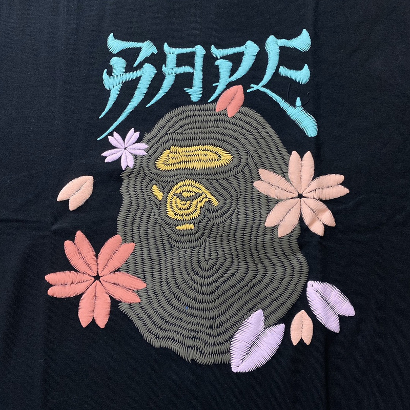 Футболка A Bathing Ape Monkey In Flowers "Black" фото № 5