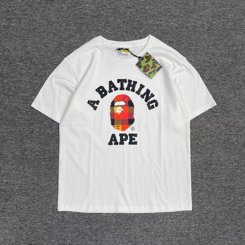 Футболка A Bathing Ape Monkey In Tartan Stitch "White" фото № 2