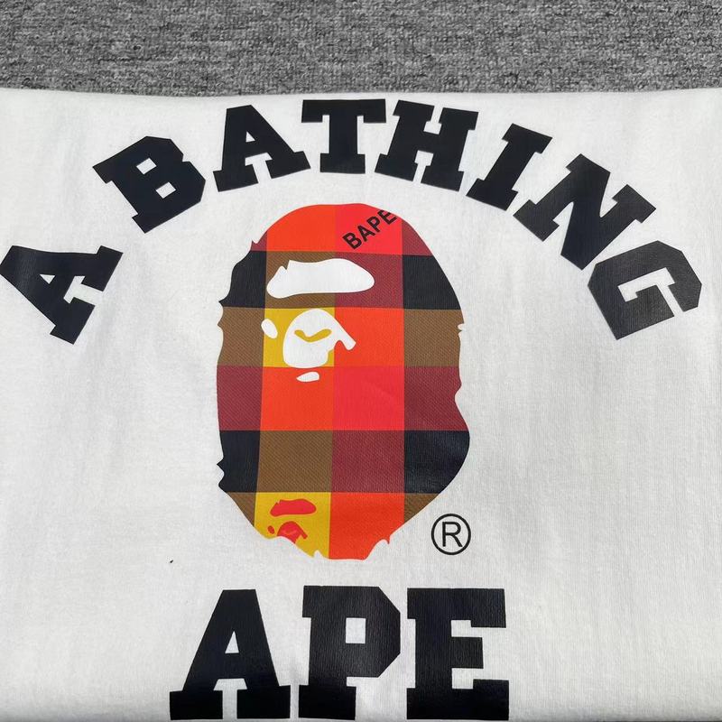 Футболка A Bathing Ape Monkey In Tartan Stitch "White" фото № 8