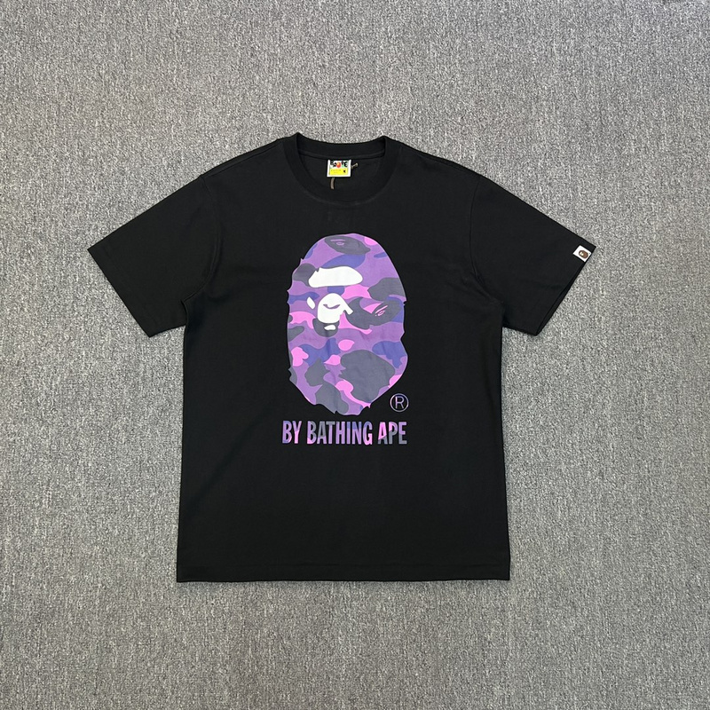 Футболка A Bathing Ape Brand Logo With Monkey "Black/Violet" фото № 2