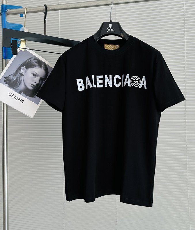 Футболка Balenciaga X Gucci With Plain Logo Print "Black" фото № 4