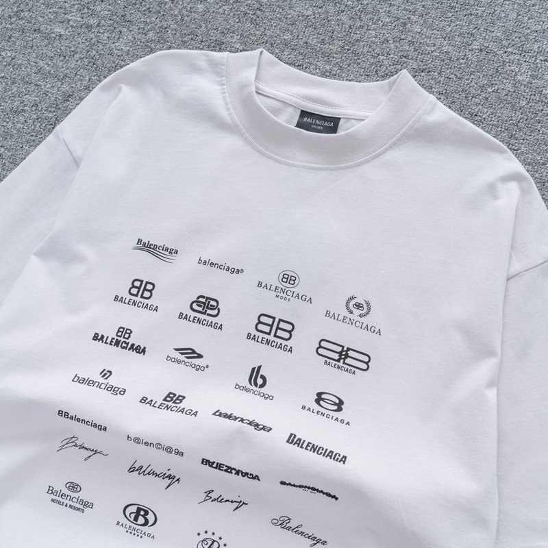 Футболка Balenciaga With Print Of Different Variants Of The Logo "White" фото № 7