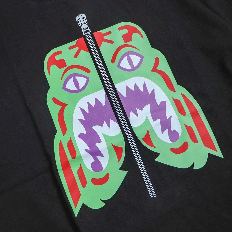 Футболка Bape Zipper Splits Face "Black" фото № 4
