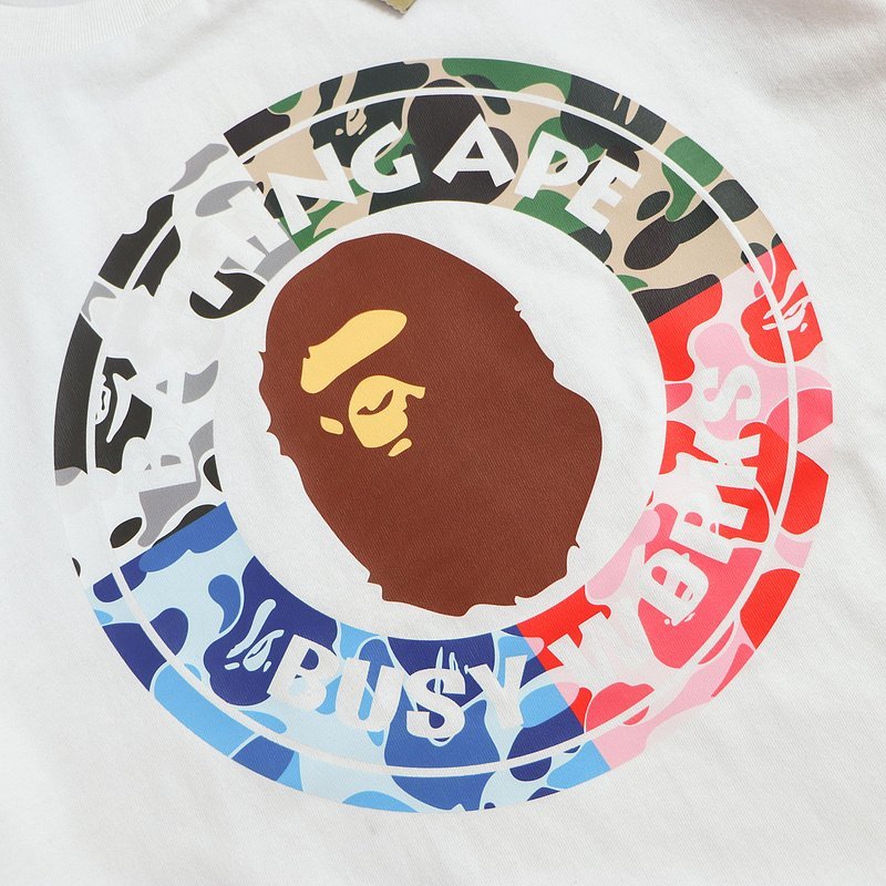 Футболка Bape Logo Inside Divided Circle To Multicolor Segments "White" фото № 3