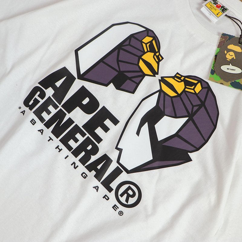 Футболка Bape Two Apes Print With Inscription Ape General "White" фото № 4