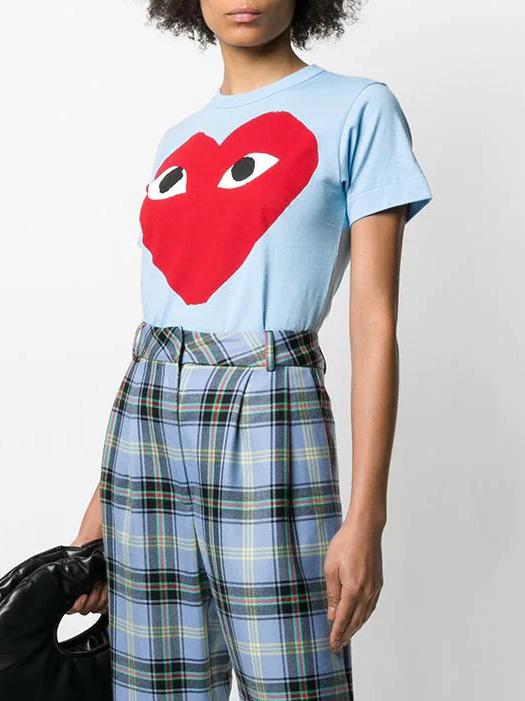 Футболка Comme des Garçons Play Red Heart Eyes "Blue" фото № 7