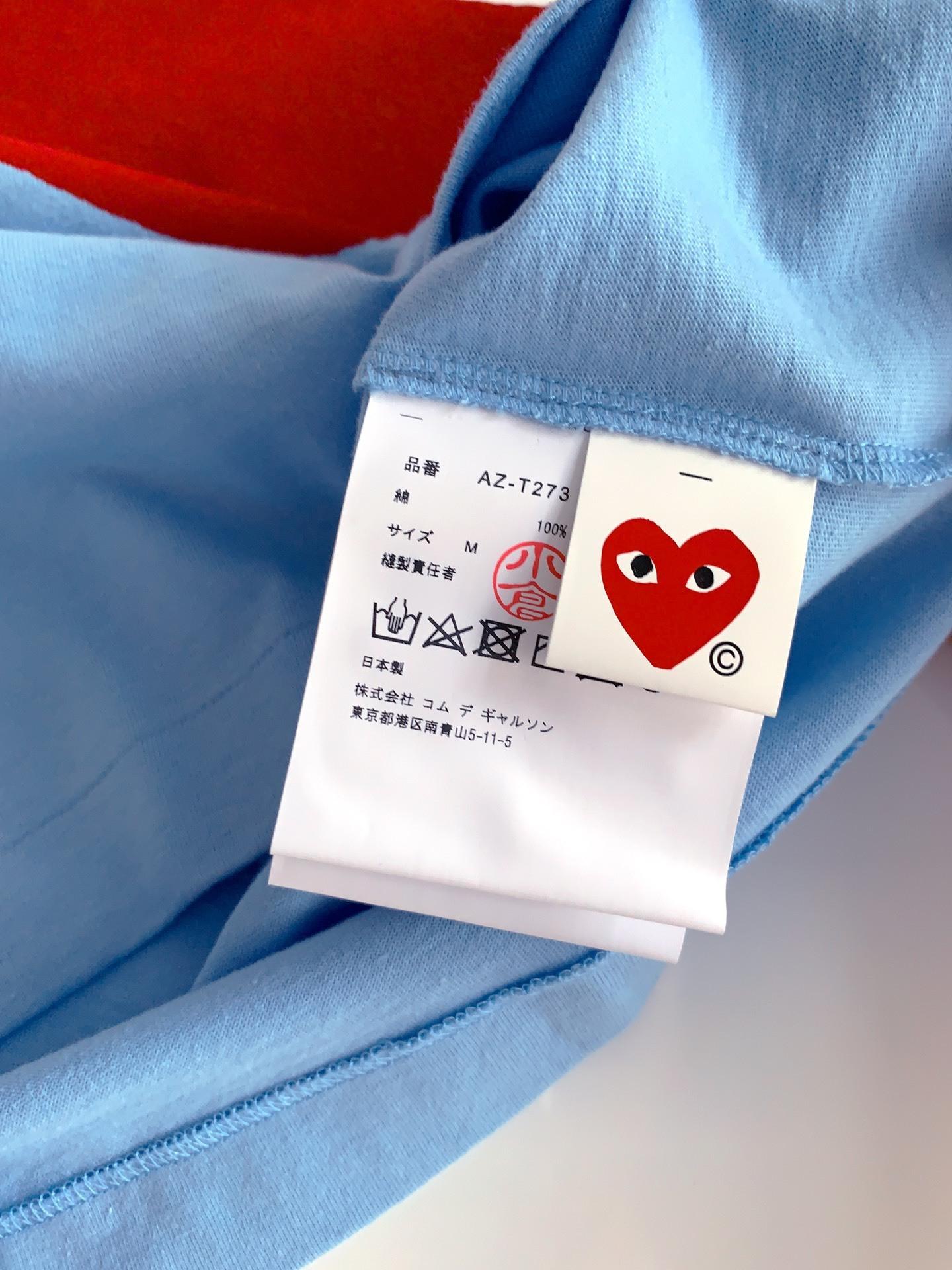 Футболка Comme des Garçons Play Red Heart Eyes "Blue" фото № 5