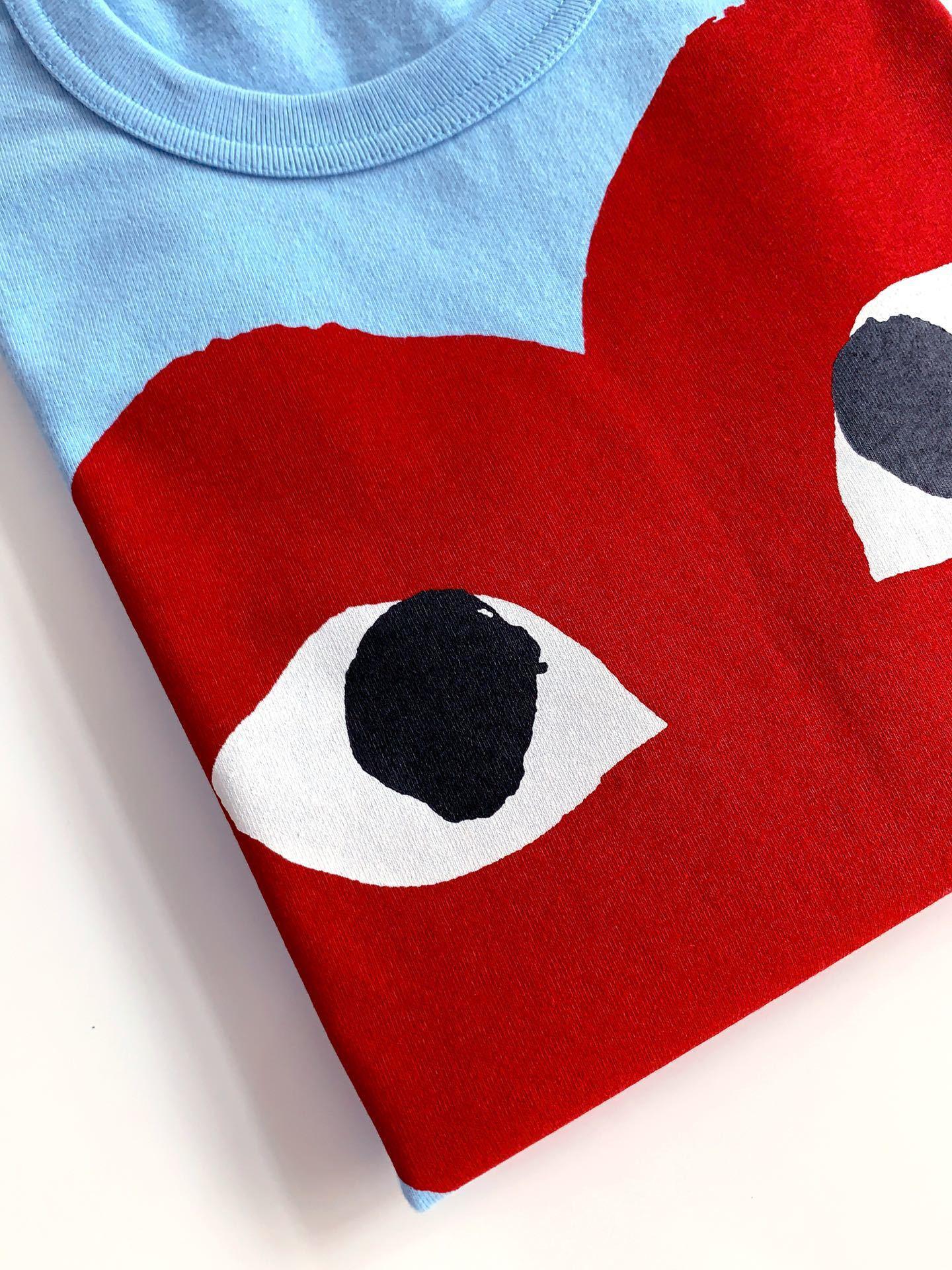 Футболка Comme des Garçons Play Red Heart Eyes "Blue" фото № 3