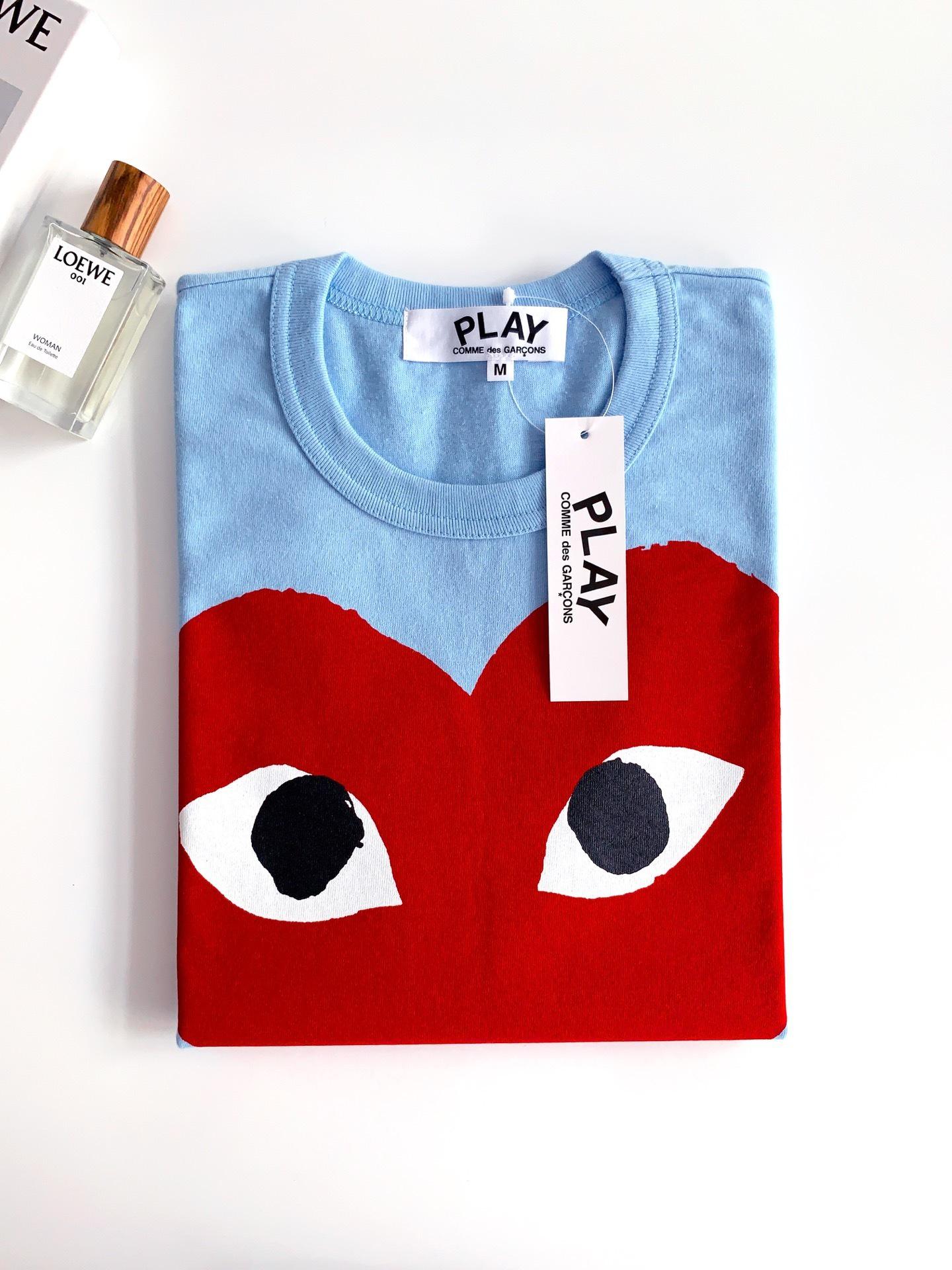 Футболка Comme des Garçons Play Red Heart Eyes "Blue" фото № 2
