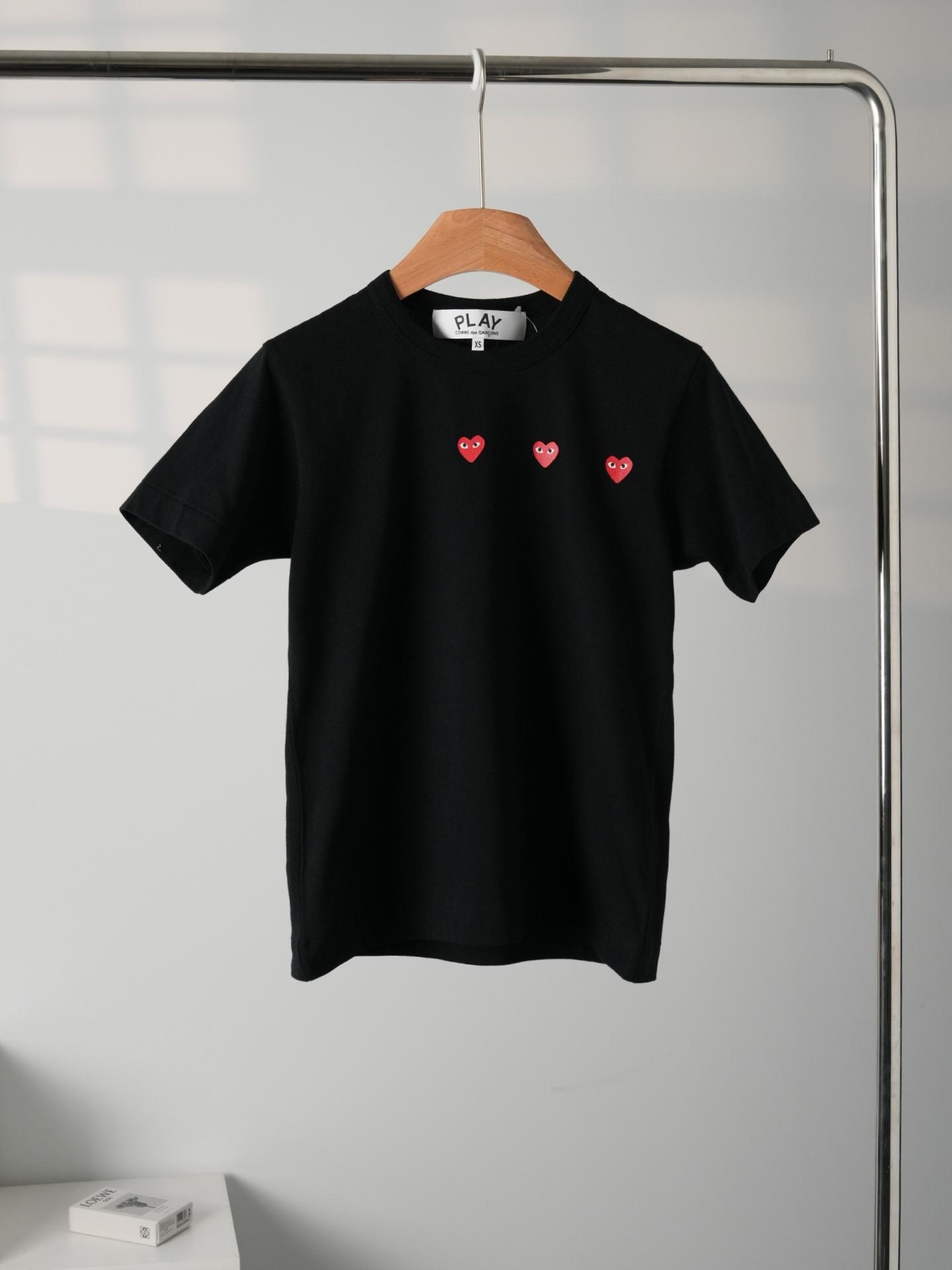 Футболка Comme des Garçons Play Triple Small Heart "Gray" фото № 2