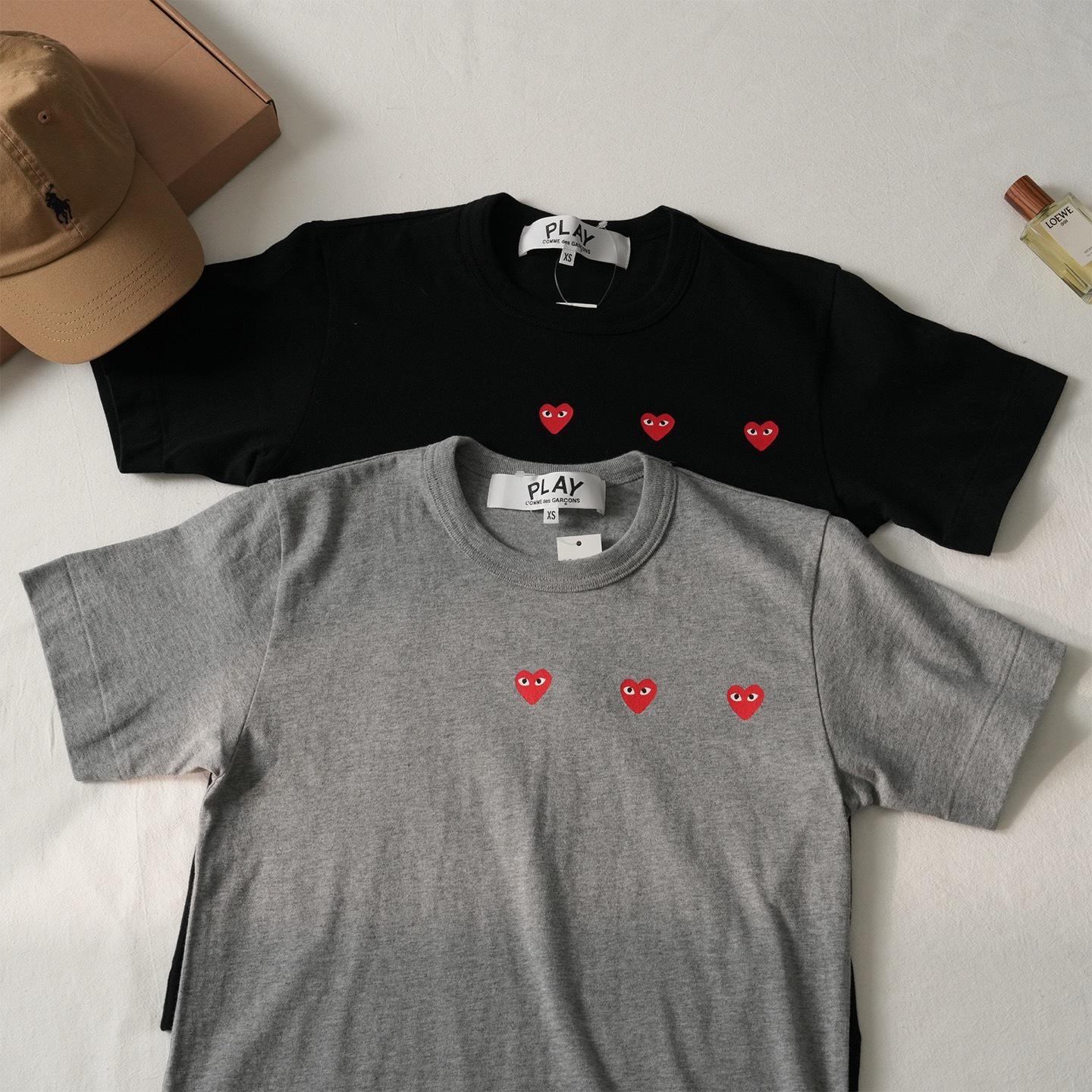 Футболка Comme des Garçons Play Triple Small Heart "Gray" фото № 3