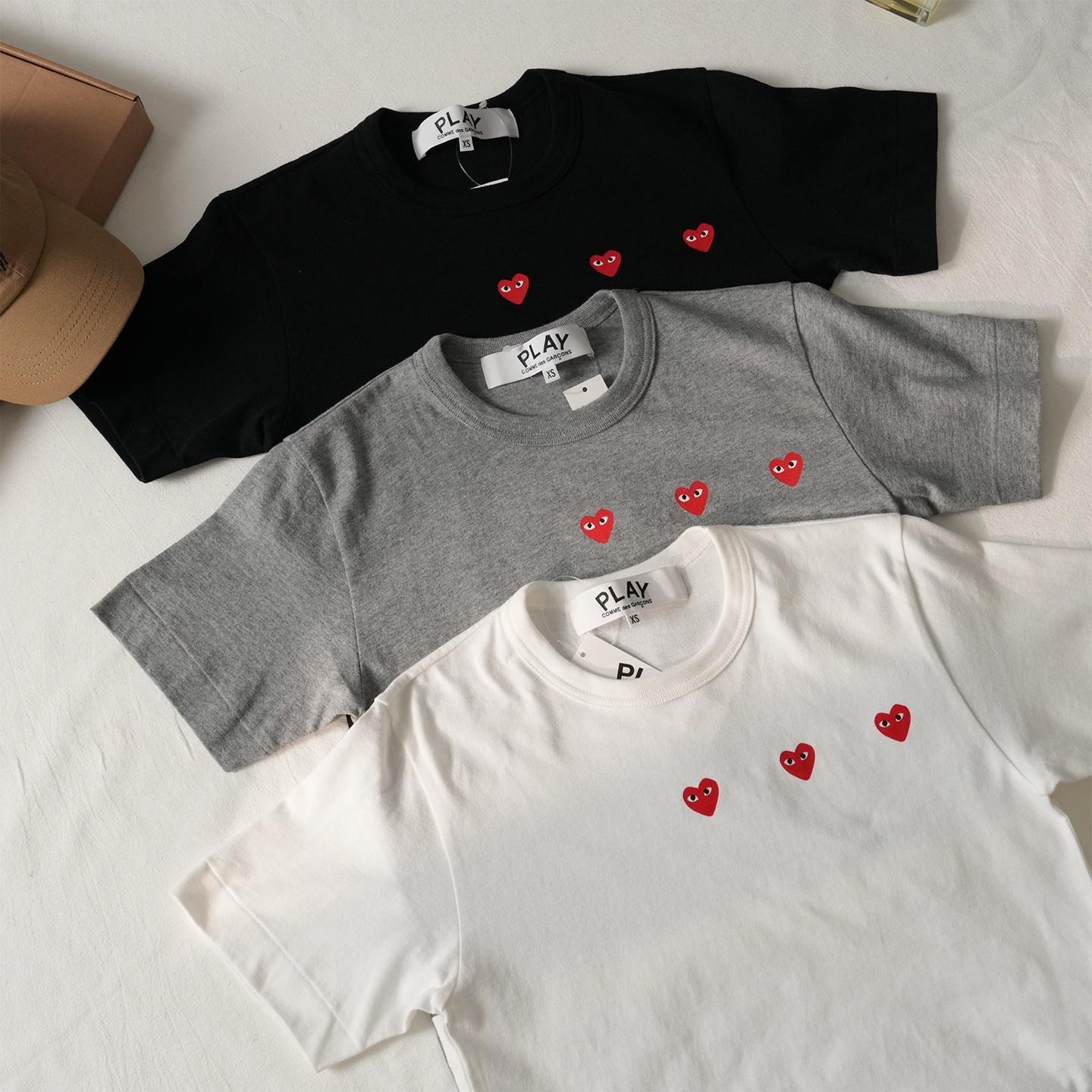 Футболка Comme des Garçons Play Triple Small Heart "Gray" фото № 5