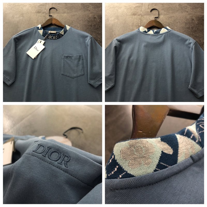 Футболка Dior With Designer Patch And Pocket "Blue" фото № 2