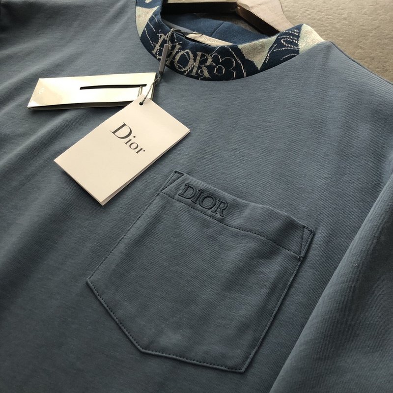 Футболка Dior With Designer Patch And Pocket "Blue" фото № 8