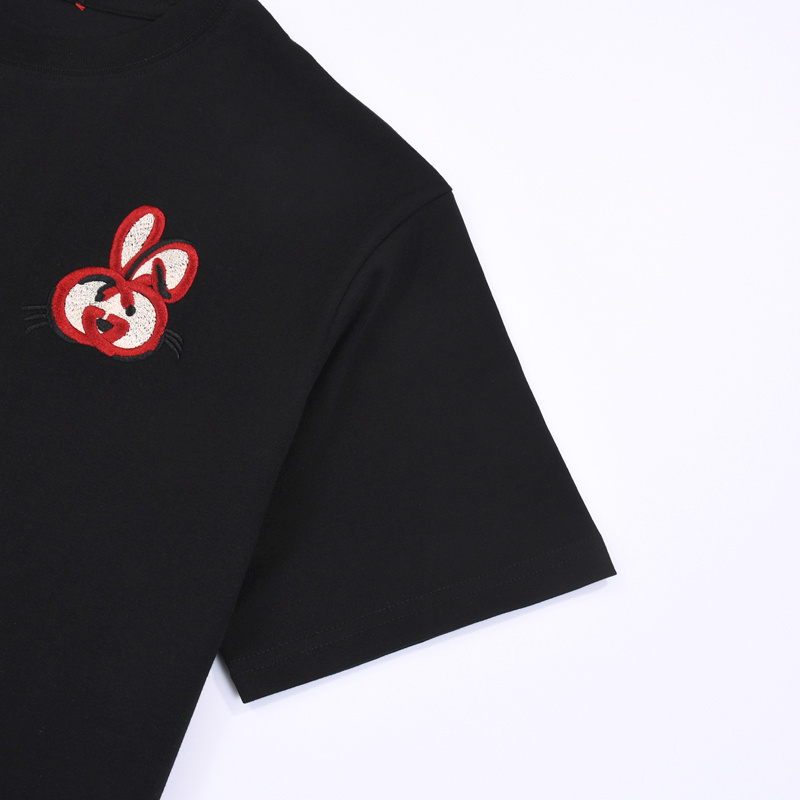 Футболка Gucci Embroidered Rabbit Emblem "Black" фото № 3